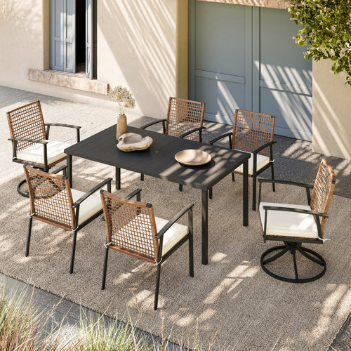 6 - Person Rectangular Outdoor Dining Set with Cushions